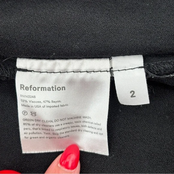Reformation Black Flounce Mini Skirt Size 2 - Picture 6 of 6
